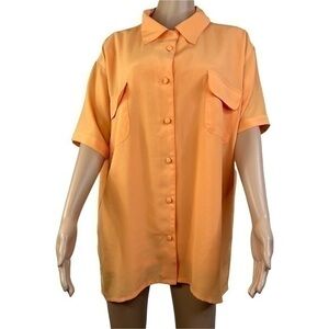 Milano Women Top Blouse 2 Piece Short Sleeve Orange Sz 2XL